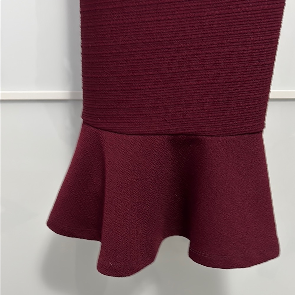 She + Sky Red Ruffled Sheath Midi Dress - Picture 4 of 11